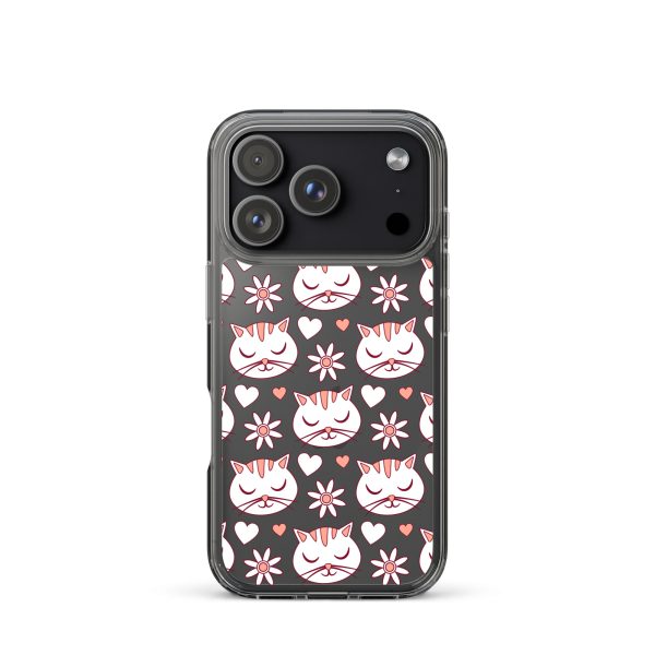 Cat Flowers and Hearts iPhone Clear Case