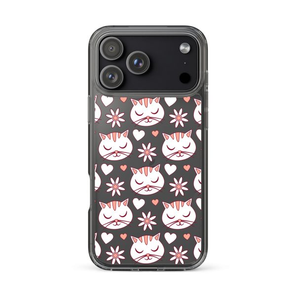 Cat Flowers and Hearts iPhone Clear Case