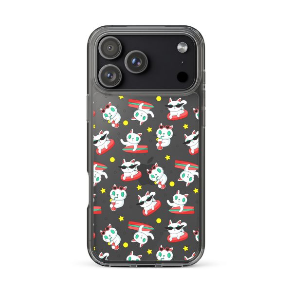 clear-case-for-iphone-iphone-17-pro-max-case-on-phone-6a1d6f6aa01d5.jpg Cat Surfing iPhone Clear Case