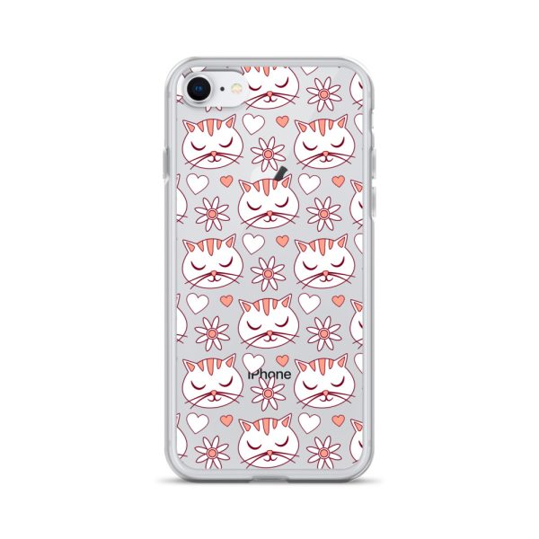 Cat Flowers and Hearts iPhone Clear Case
