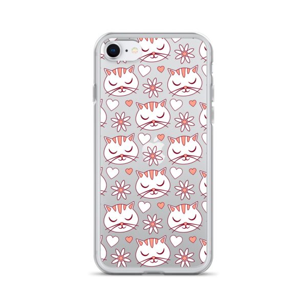 Cat Flowers and Hearts iPhone Clear Case