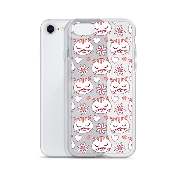 Cat Flowers and Hearts iPhone Clear Case