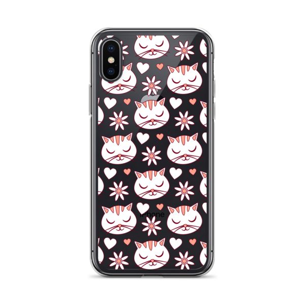Cat Flowers and Hearts iPhone Clear Case