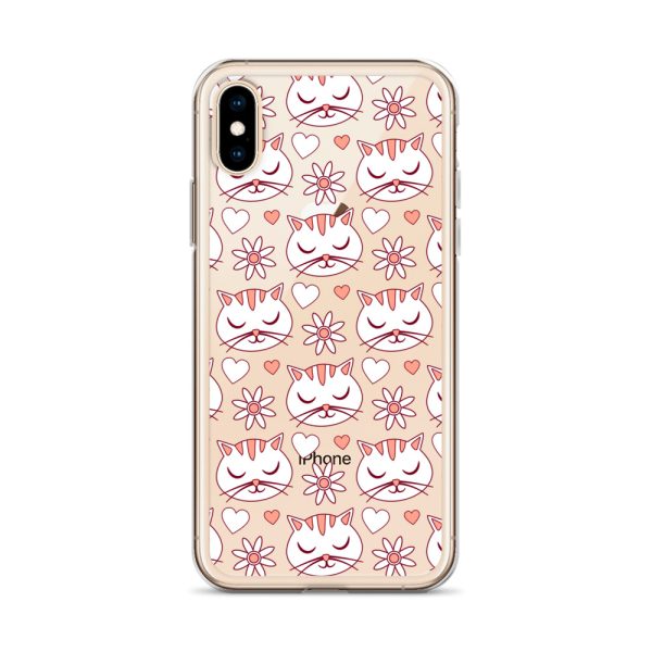 Cat Flowers and Hearts iPhone Clear Case