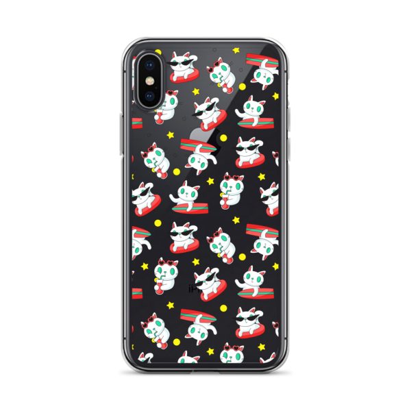 clear-case-for-iphone-iphone-x-xs-case-on-phone-6a1d6f6aa069e.jpg Cat Surfing iPhone Clear Case