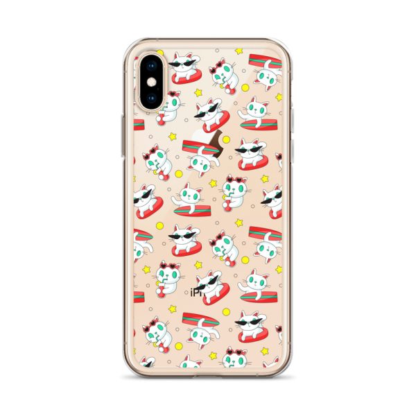 clear-case-for-iphone-iphone-x-xs-case-on-phone-6a1d6f6aa07a3.jpg Cat Surfing iPhone Clear Case