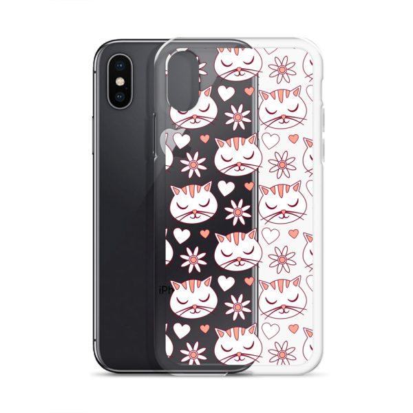 Cat Flowers and Hearts iPhone Clear Case