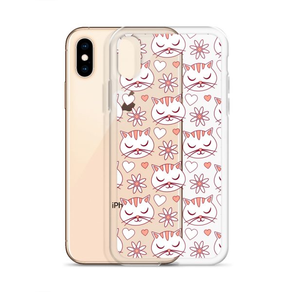 Cat Flowers and Hearts iPhone Clear Case