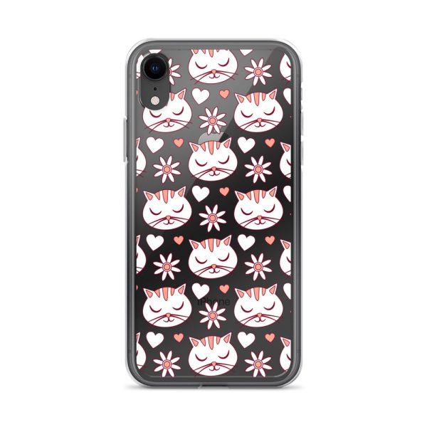 Cat Flowers and Hearts iPhone Clear Case