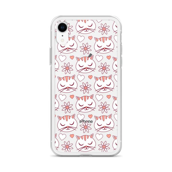 Cat Flowers and Hearts iPhone Clear Case