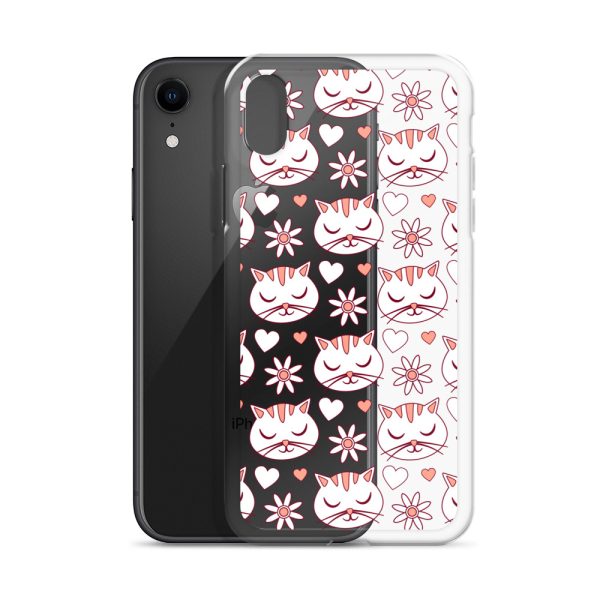 Cat Flowers and Hearts iPhone Clear Case