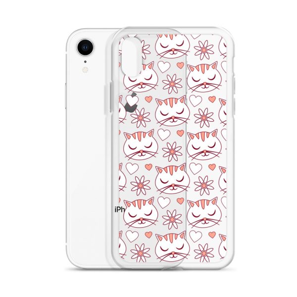 Cat Flowers and Hearts iPhone Clear Case
