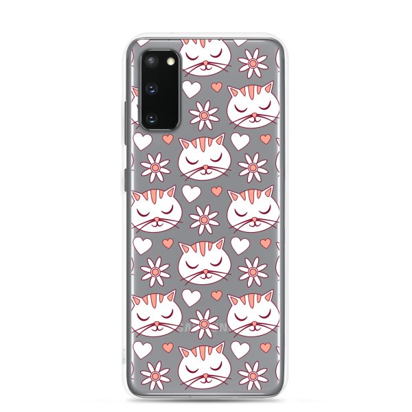Cat Flowers and Hearts Samsung Clear Case