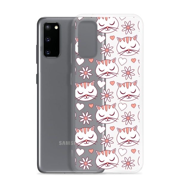 Cat Flowers and Hearts Samsung Clear Case