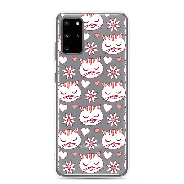 Cat Flowers and Hearts Samsung Clear Case