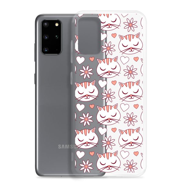 Cat Flowers and Hearts Samsung Clear Case