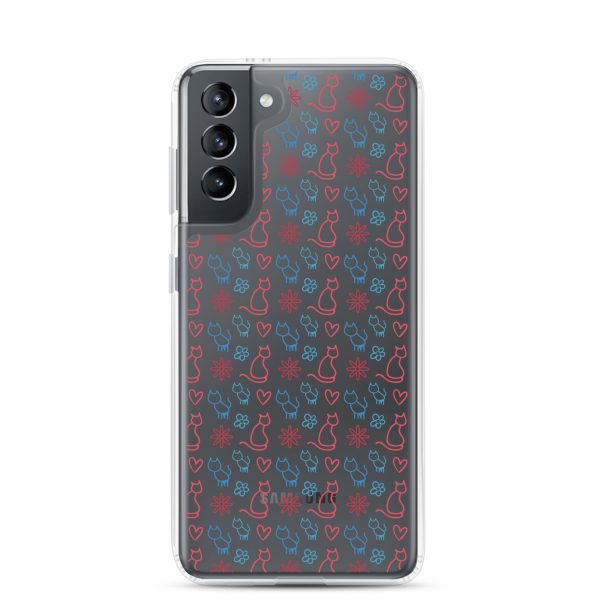 Cats and Flowers Doodle Samsung Clear Case