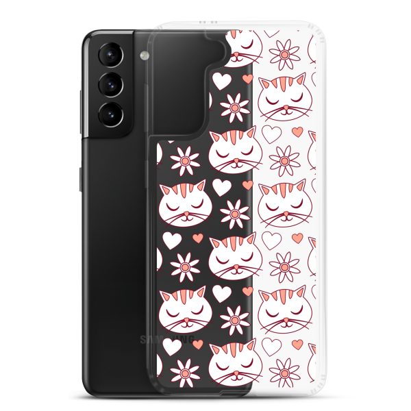 Cat Flowers and Hearts Samsung Clear Case