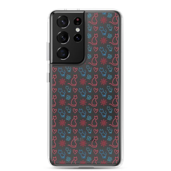 Cats and Flowers Doodle Samsung Clear Case