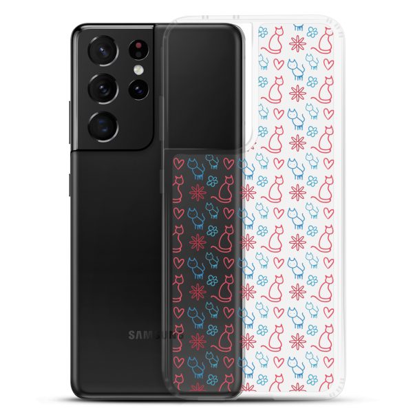 Cats and Flowers Doodle Samsung Clear Case