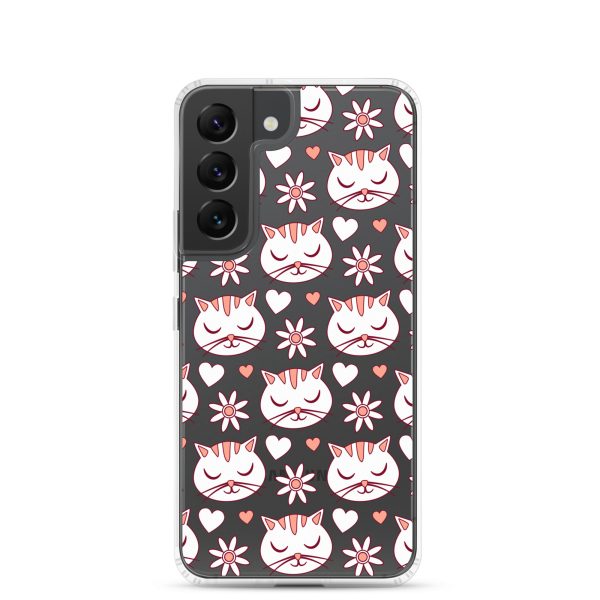 Cat Flowers and Hearts Samsung Clear Case