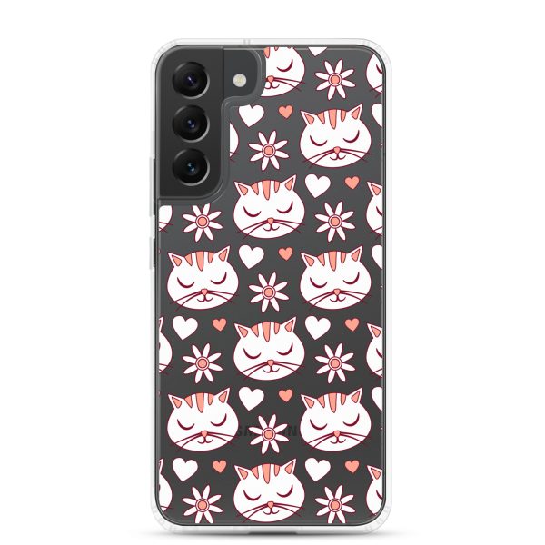 Cat Flowers and Hearts Samsung Clear Case