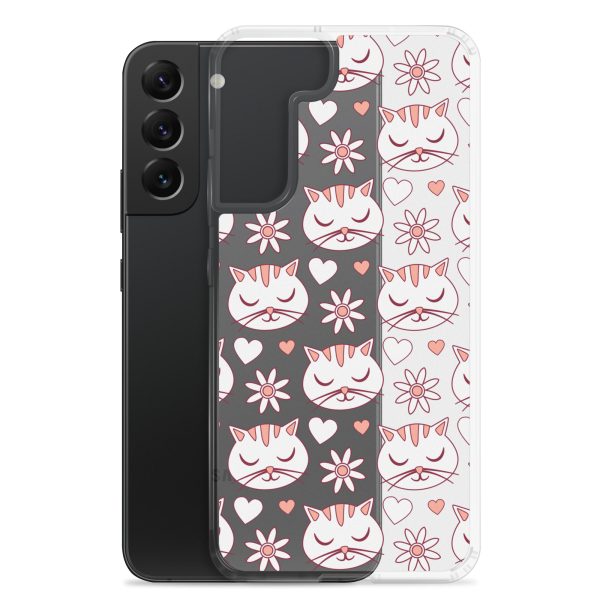 Cat Flowers and Hearts Samsung Clear Case