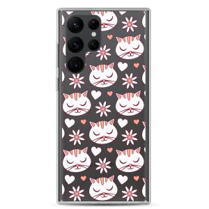 Cat Flowers and Hearts Samsung Clear Case