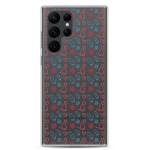 Cats and Flowers Doodle Samsung Clear Case