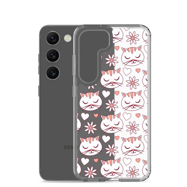 Cat Flowers and Hearts Samsung Clear Case