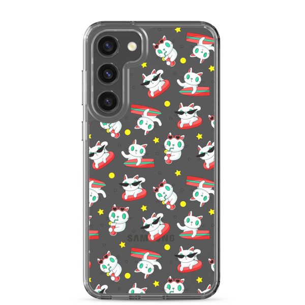 clear-case-for-samsung-samsung-galaxy-s23-plus-case-on-phone-6a1e7bb3819e0.jpg Cat Surfing Samsung Clear Case