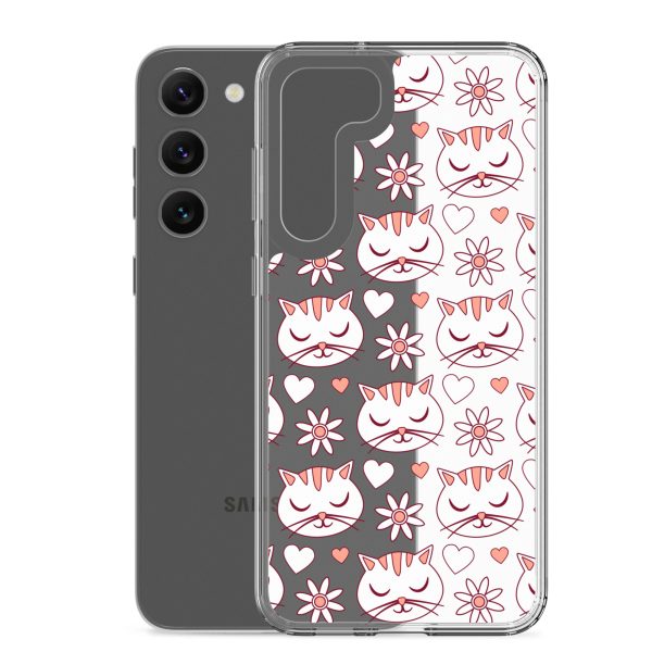Cat Flowers and Hearts Samsung Clear Case