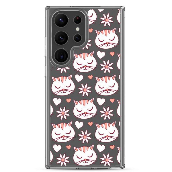 Cat Flowers and Hearts Samsung Clear Case