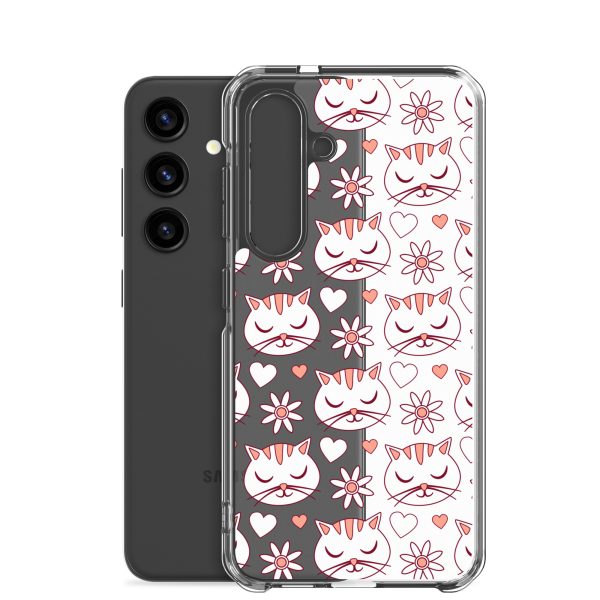 Cat Flowers and Hearts Samsung Clear Case