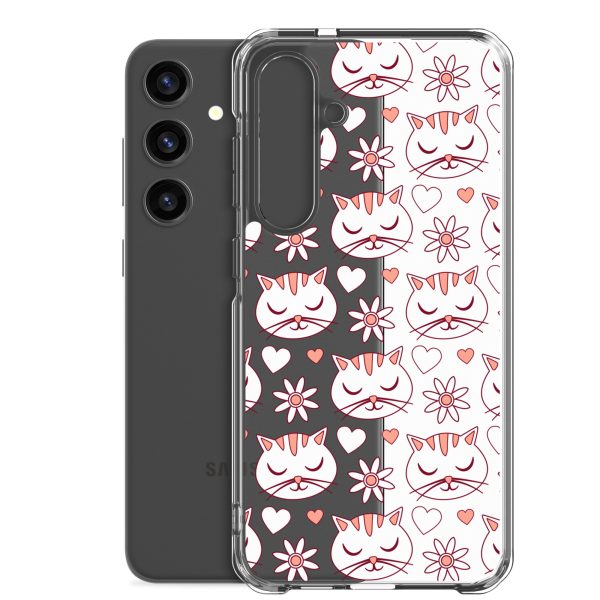 Cat Flowers and Hearts Samsung Clear Case