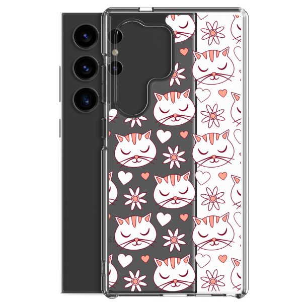 Cat Flowers and Hearts Samsung Clear Case