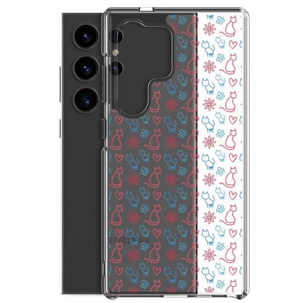 Cats and Flowers Doodle Samsung Clear Case