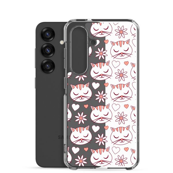Cat Flowers and Hearts Samsung Clear Case