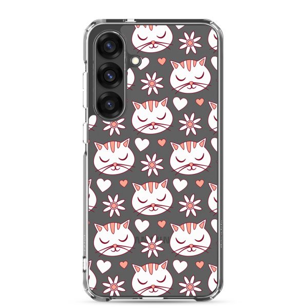 Cat Flowers and Hearts Samsung Clear Case