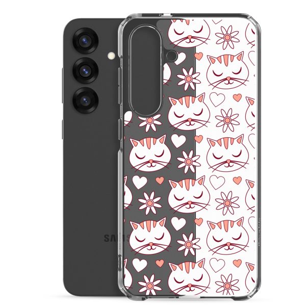 Cat Flowers and Hearts Samsung Clear Case