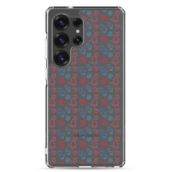 Cats and Flowers Doodle Samsung Clear Case