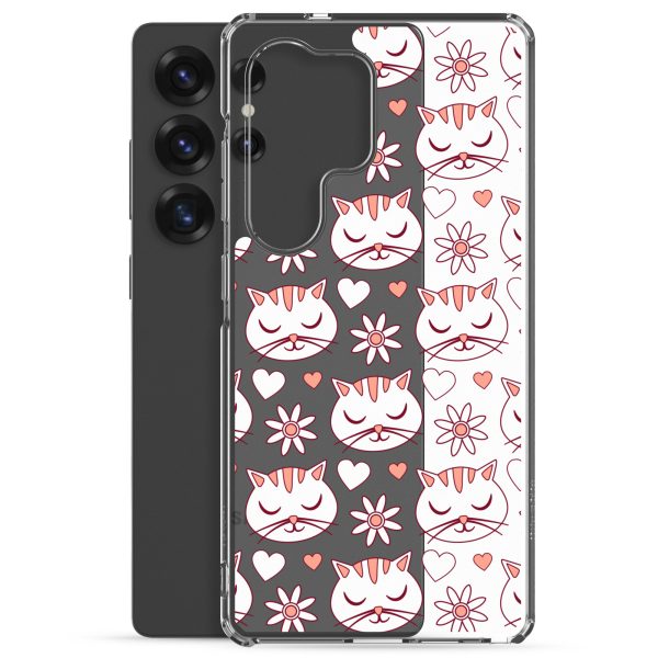 Cat Flowers and Hearts Samsung Clear Case