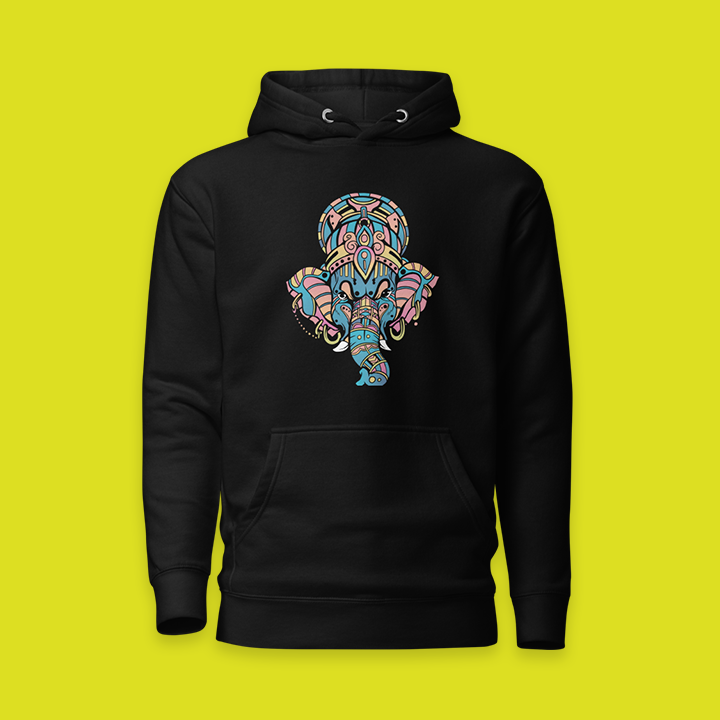 African Elephant Mandala Hoodie