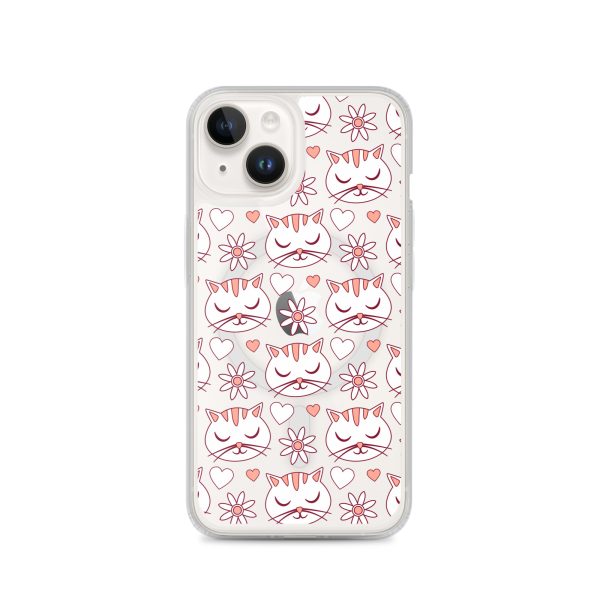 Cat Flowers and Hearts iPhone MagSafe Clear Case