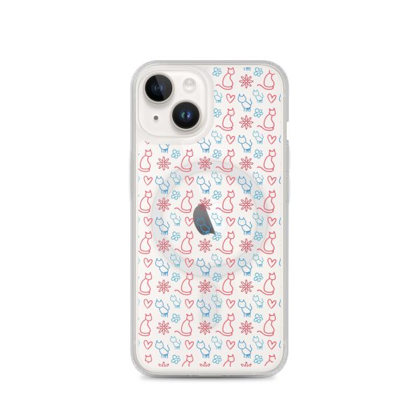 magsafe-clear-case-for-iphone-iphone-14-front-6a1d790e78f64.jpg Cats and Flowers Doodle iPhone MagSafe Clear Case