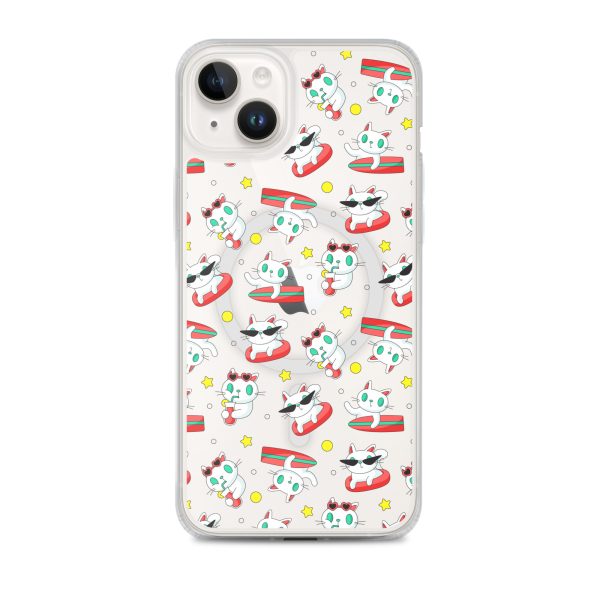 magsafe-clear-case-for-iphone-iphone-14-plus-front-6a1d78bd5d8af.jpg Cat Surfing iPhone MagSafe Clear Case