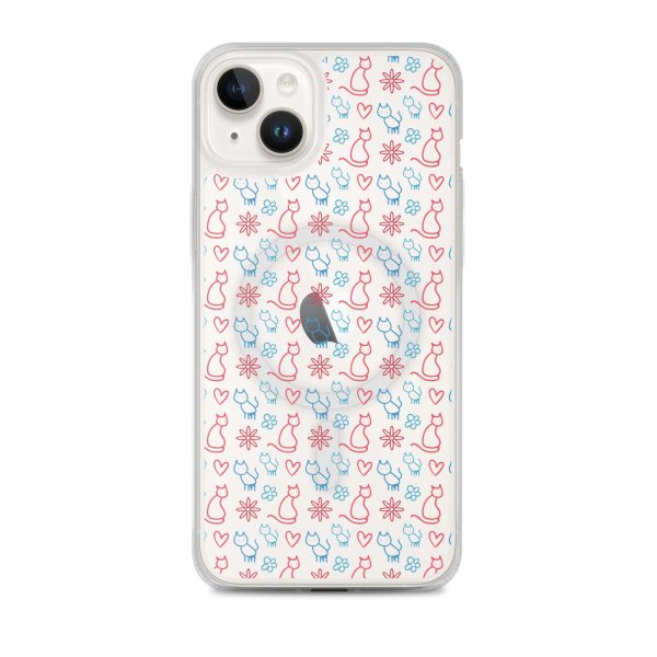 magsafe-clear-case-for-iphone-iphone-14-plus-front-6a1d790e78dee.jpg Cats and Flowers Doodle iPhone MagSafe Clear Case