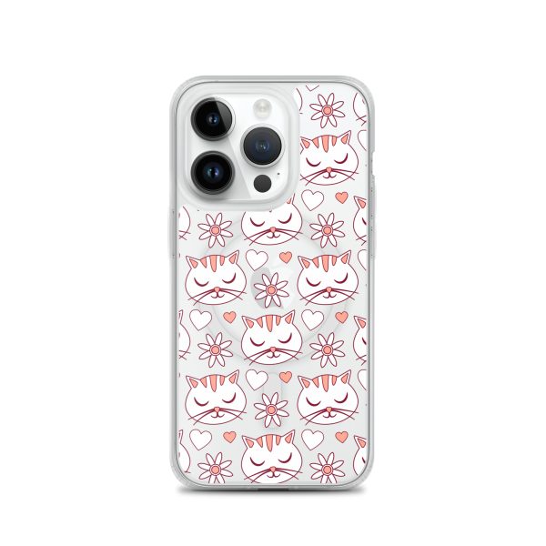 Cat Flowers and Hearts iPhone MagSafe Clear Case