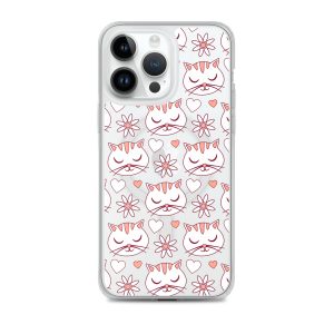 Cat Flowers and Hearts iPhone MagSafe Clear Case