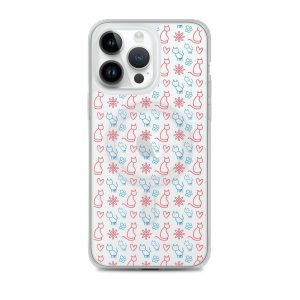 Cats and Flowers Doodle iPhone MagSafe Clear Case
